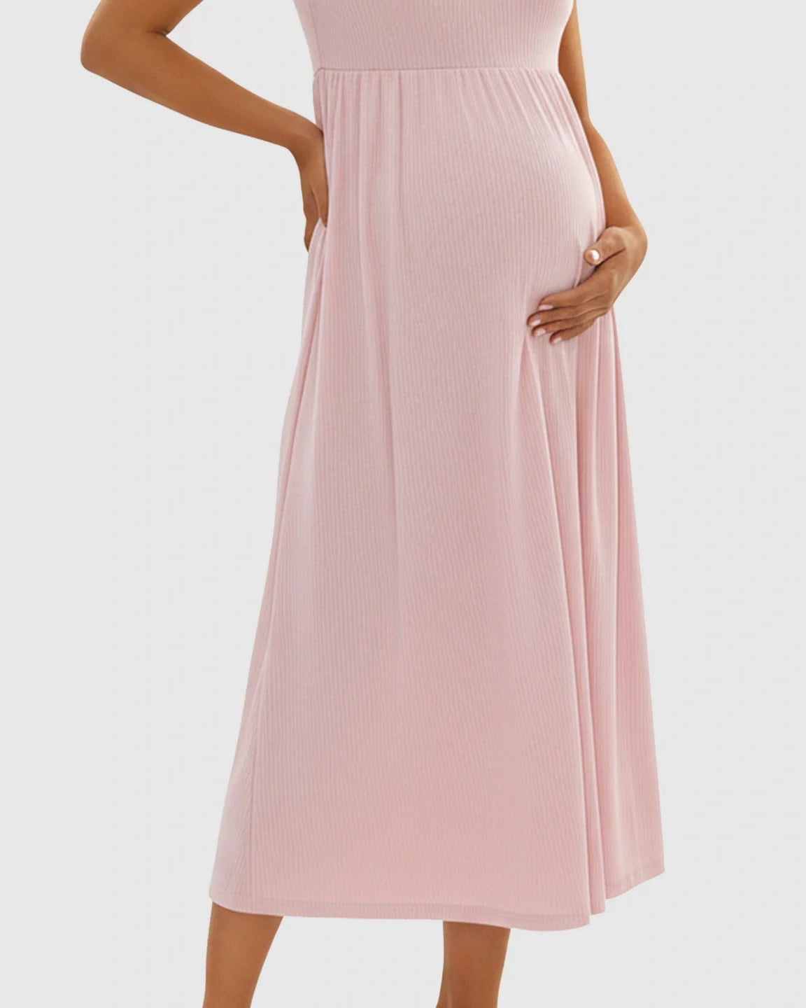 Bump Society – The Comfort Collection: Wide Shoulder Straps Flowy Maternity Midi Dress