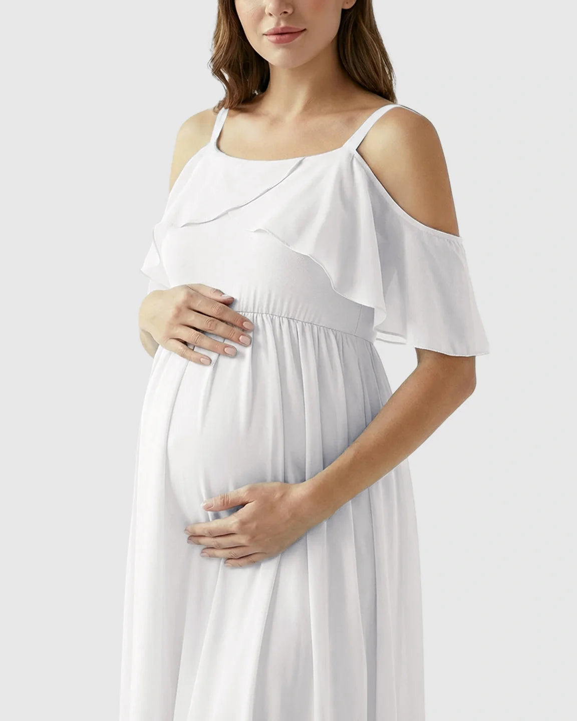 Bump Society – The Comfort Collection: Off-Shoulder Mermaid Trail Maternity Photoshoot Dress