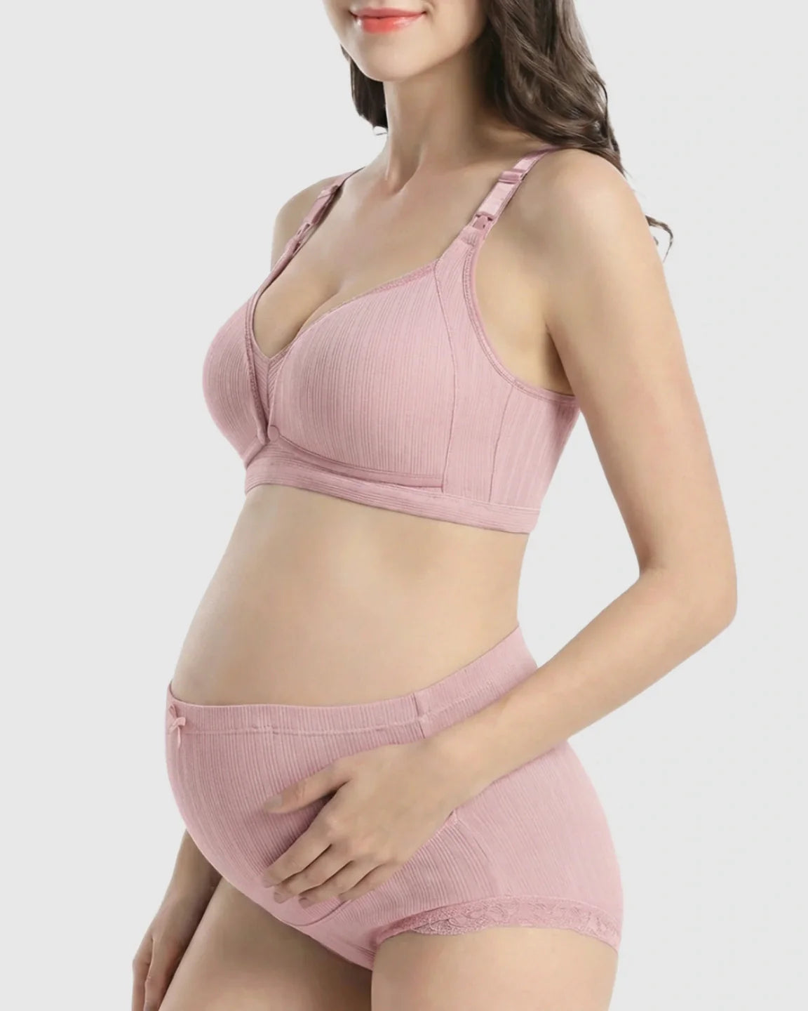Bump Society – The Nursing Collection: Wire-Free Breathable High-Waist Maternity Nursing Bra & Panty Set