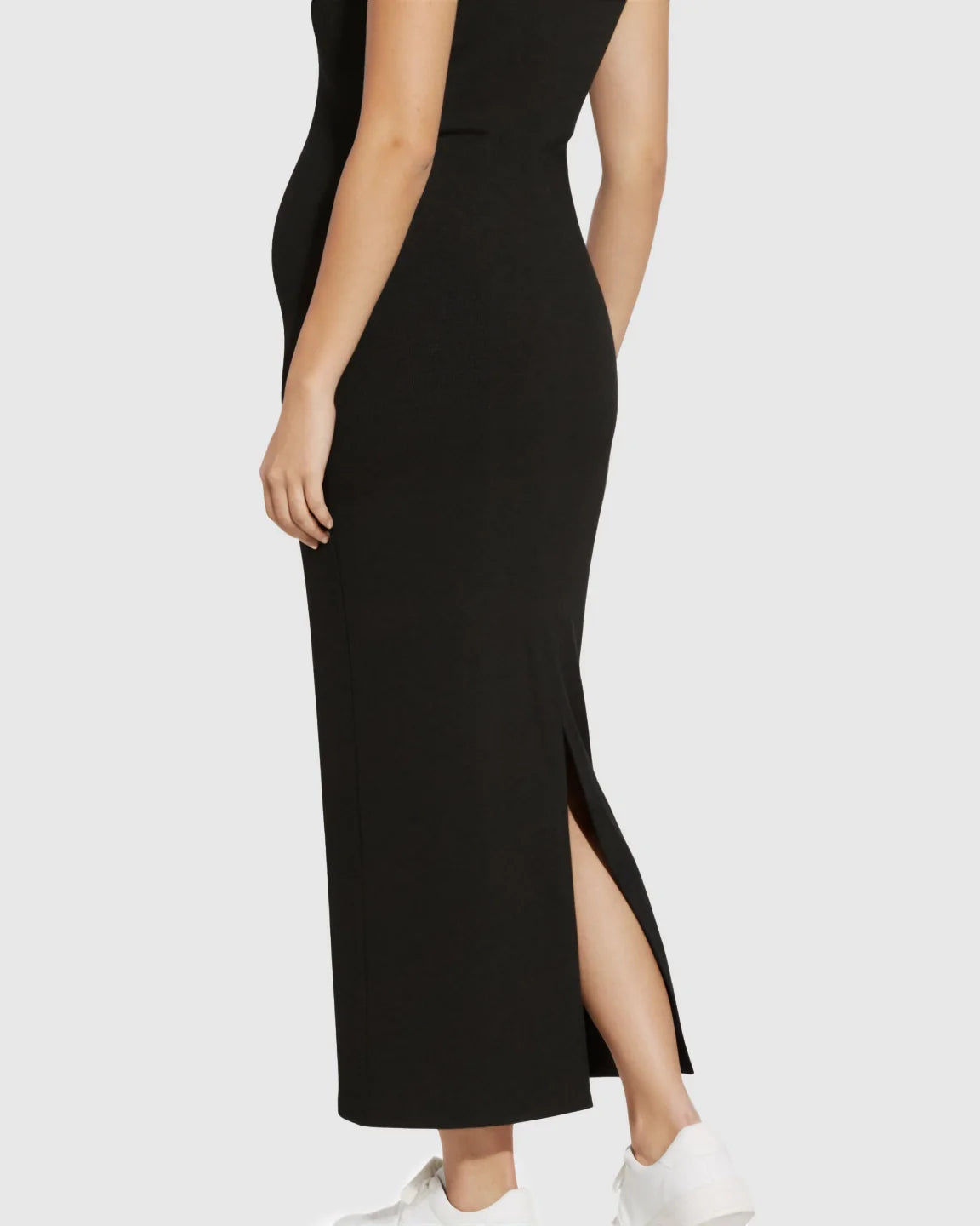 The Comfort Collection: Boat-Neck Bodycon Maternity Maxi Dress