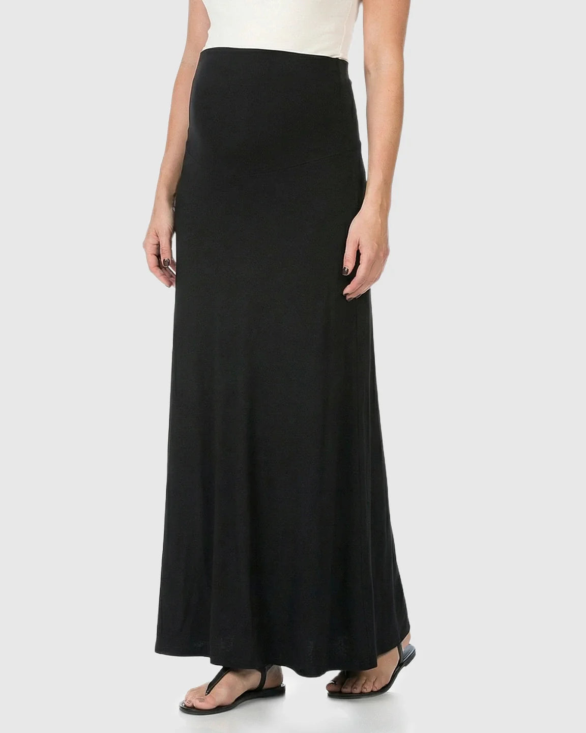 Bump Society – The Comfort Collection: Full-Panel Waistband Flowing Maternity Maxi Skirt