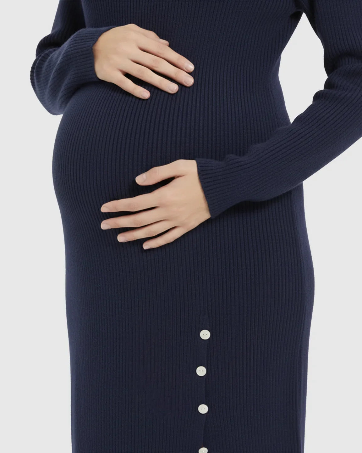Bump Society – The Comfort Collection: Long-Sleeve Bodycon Maternity Sweater Midi Dress