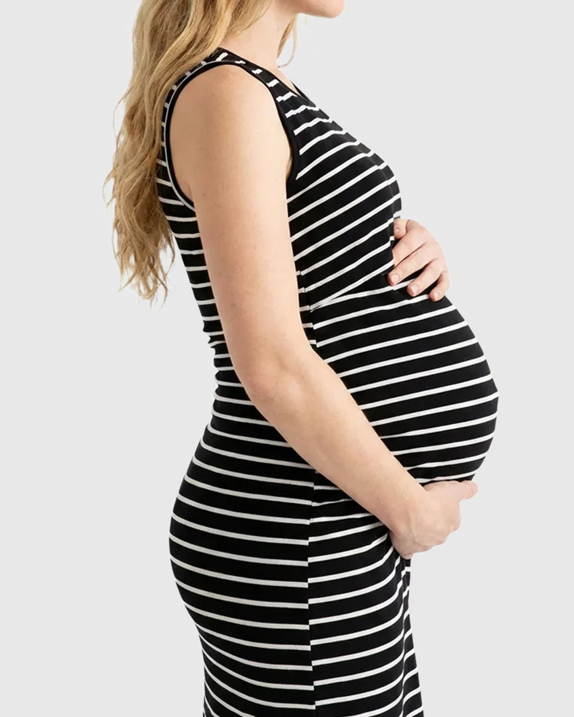 Bump Society – The Nursing Collection: Striped Lift-Up Nursing Fitted Maternity Mini Dress
