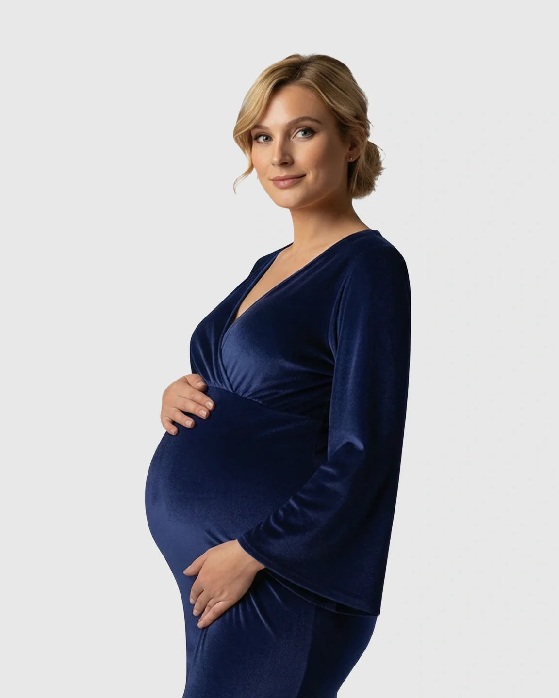 Bump Society – The Comfort Collection: Long-Sleeve Mermaid Train Maternity Photoshoot Gown