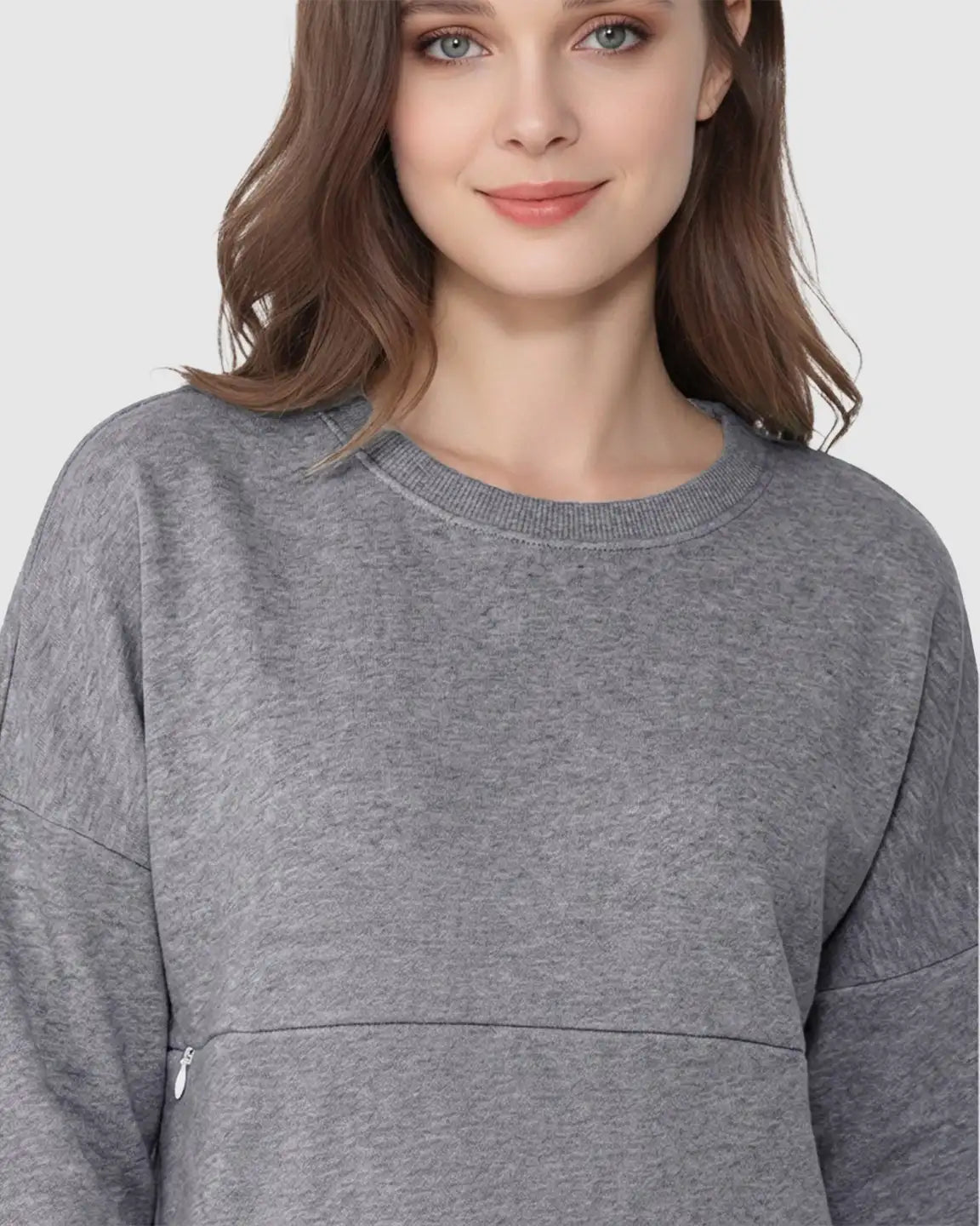 Bump Society – The Nursing Collection: Long-Sleeve Zipper Opening Maternity Nursing Top