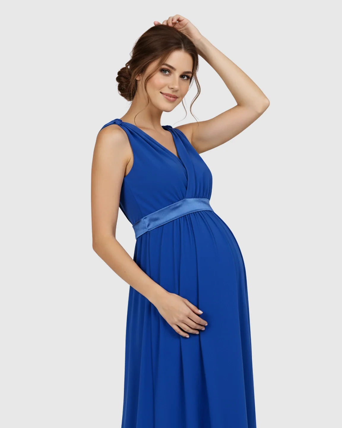 The Comfort Collection: Fitted-Waist V-Neck Maternity Dress