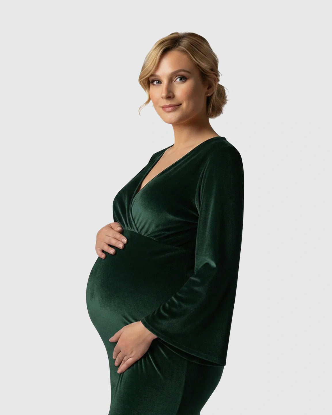 Bump Society – The Comfort Collection: Long-Sleeve Mermaid Train Maternity Photoshoot Gown