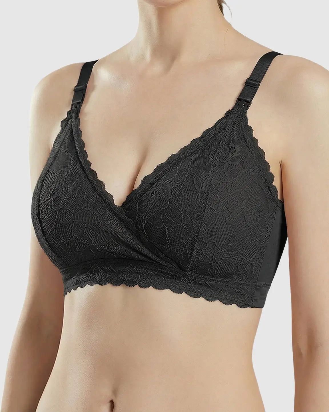 Bump Society – The Nursing Collection: Wire-Free Embroidered Lace Nursing Bra