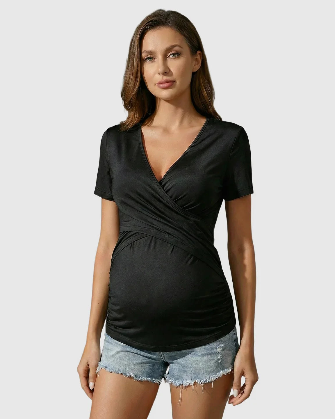 Bump Society – The Comfort Collection: Crossover Waist Bodycon Maternity Top