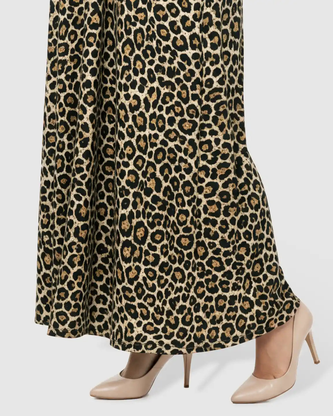Bump Society – The Comfort Collection: Flowing Skirt Leopard Print Maternity Maxi Dress