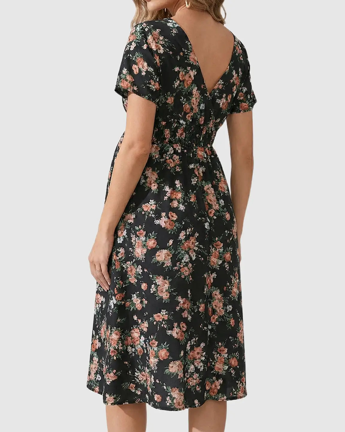 Bump Society – The Comfort Collection: Stretch-Waist A-Line Maternity Midi Dress