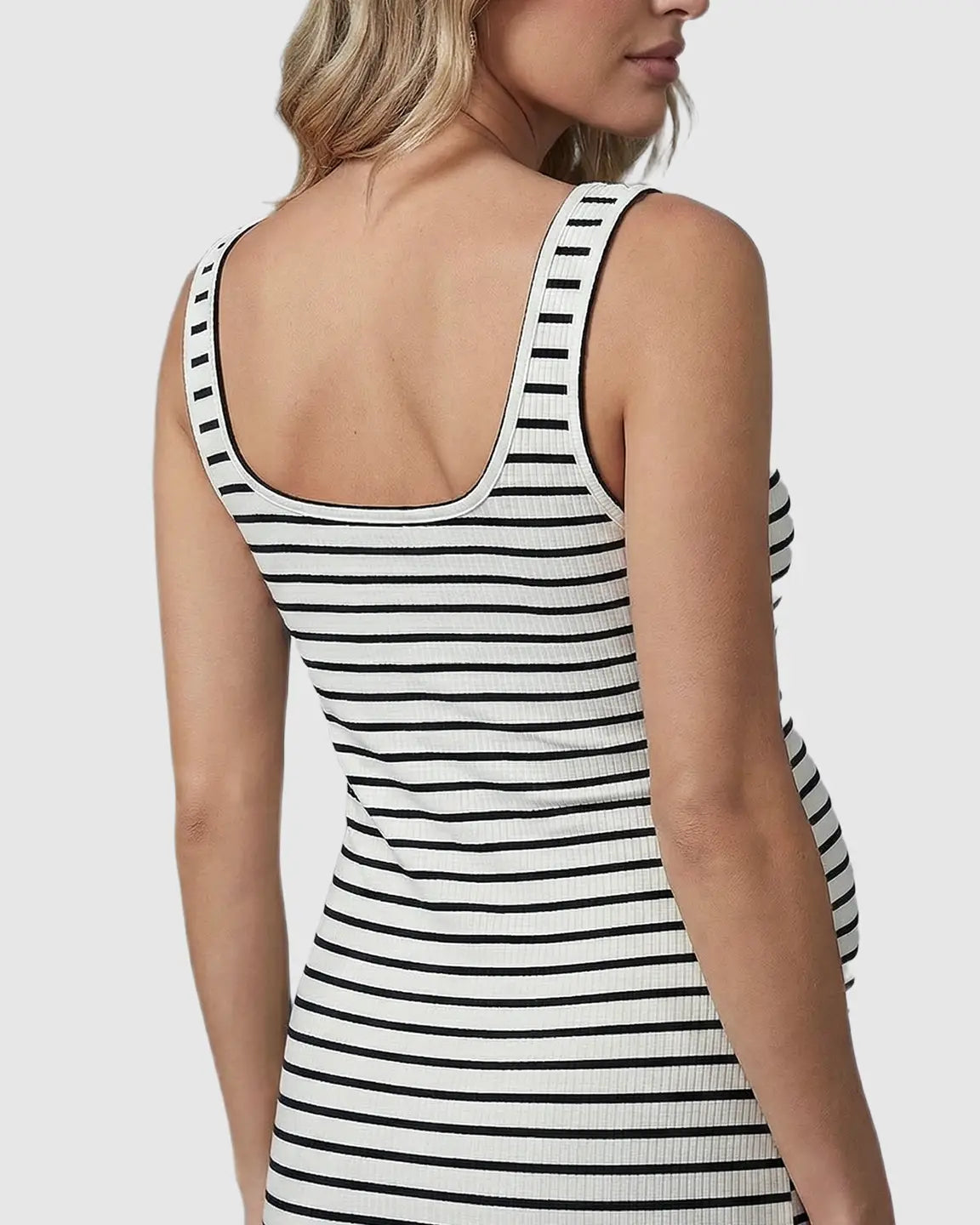 Bump Society – The Comfort Collection: Stripe Print Side Slit Maternity Midi Dress