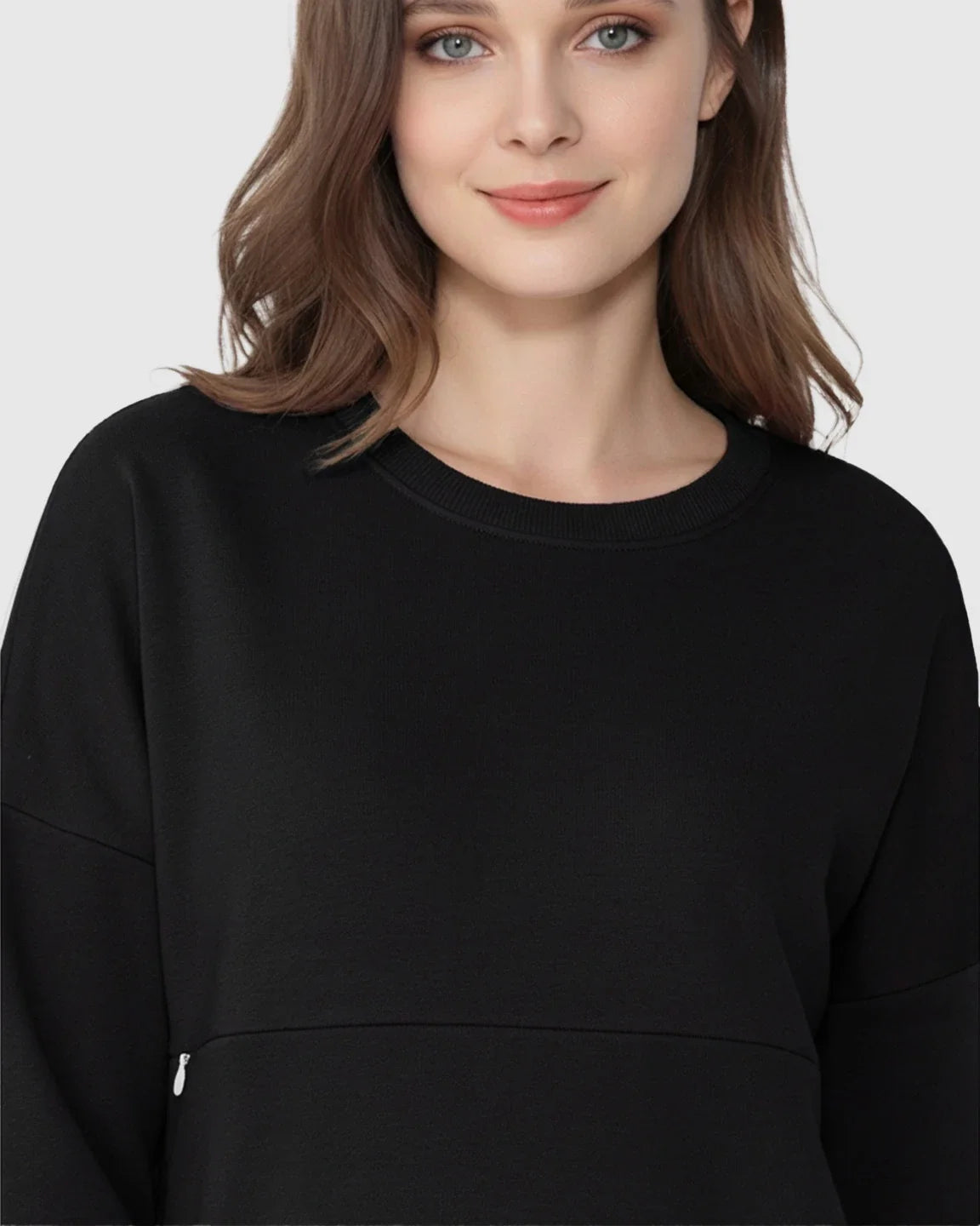 Bump Society – The Nursing Collection: Long-Sleeve Zipper Opening Maternity Nursing Top