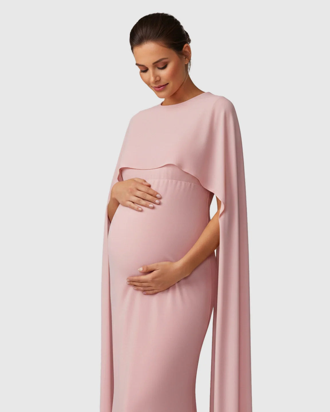 Bump Society – The Comfort Collection: Waterfall Sleeves Mermaid Fit Maternity Evening Gown
