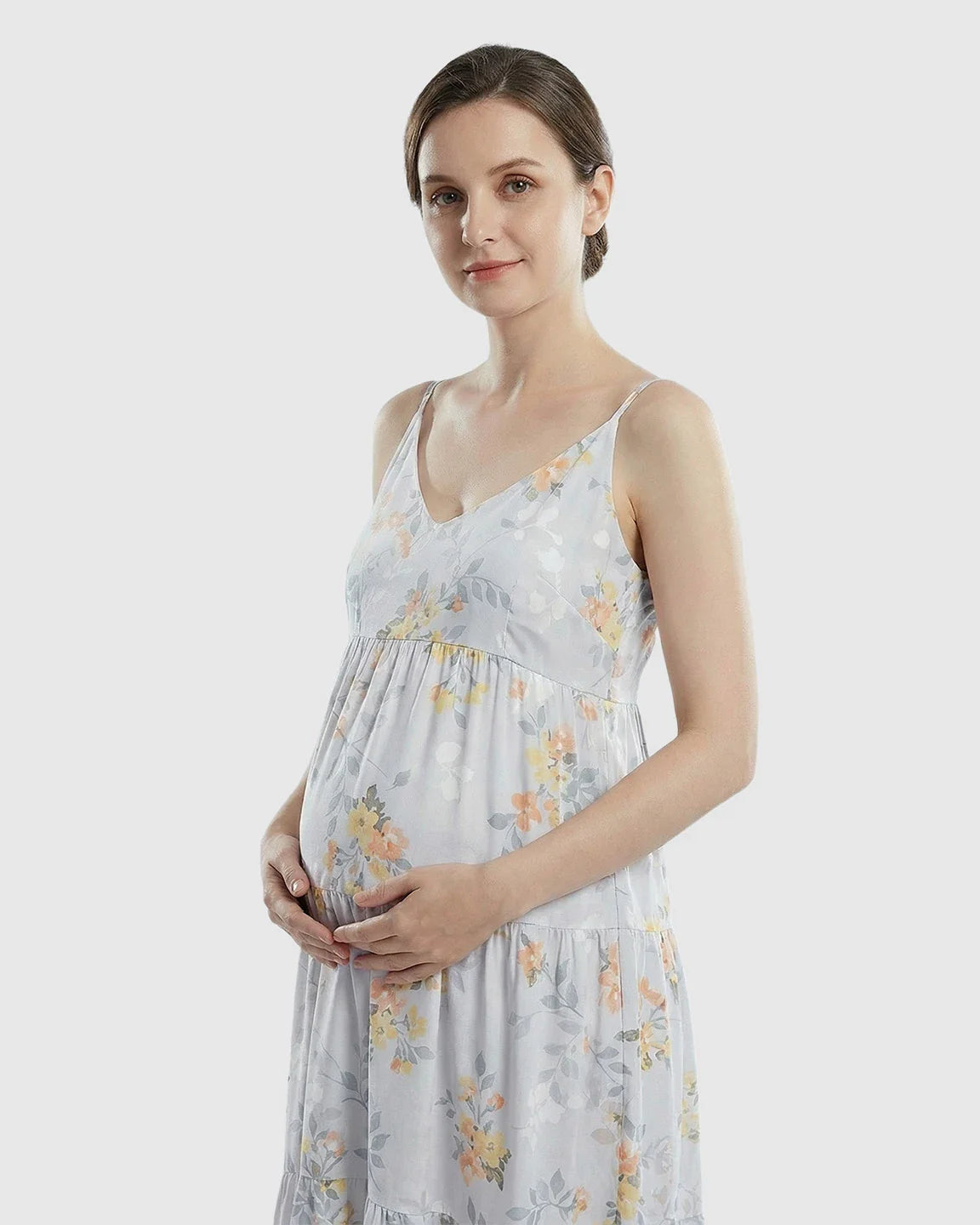 Bump Society – The Comfort Collection: Floral Print Loose Fit Maternity Midi Dress