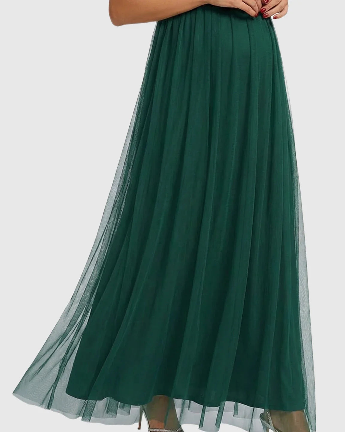 Bump Society – The Comfort Collection: Sequin One-Shoulder Flowy Maternity Maxi Dress