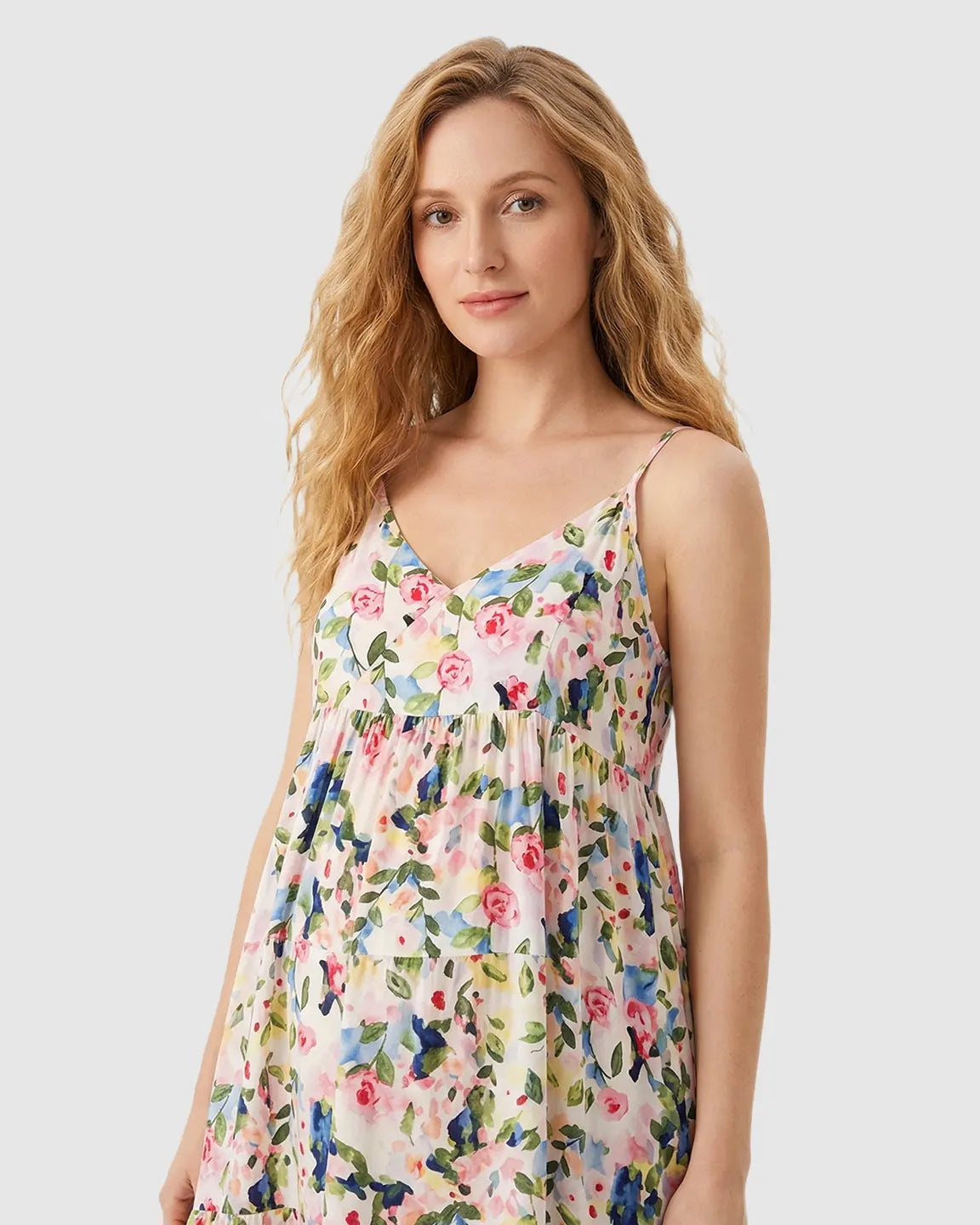 Bump Society – The Comfort Collection: Sleeveless Rose Print Maternity Maxi Dress