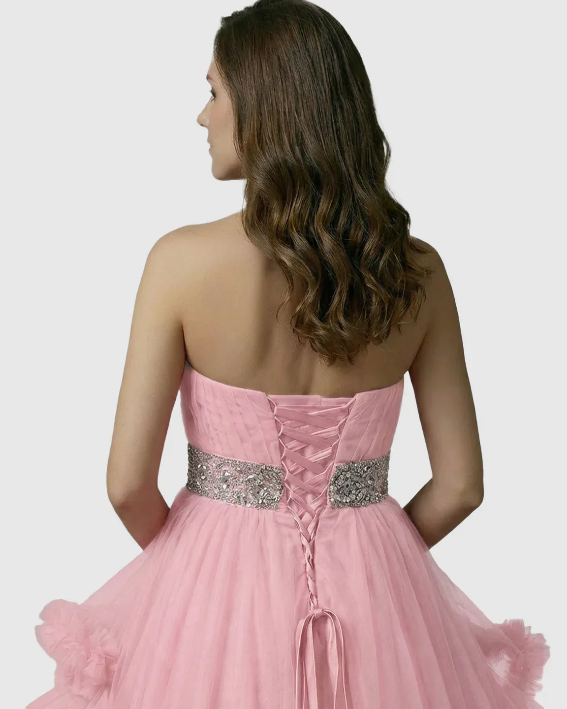 Bump Society – The Comfort Collection: Strapless Bodice Multi-Layered Ruffled Skirt Maternity Photoshoot Dress