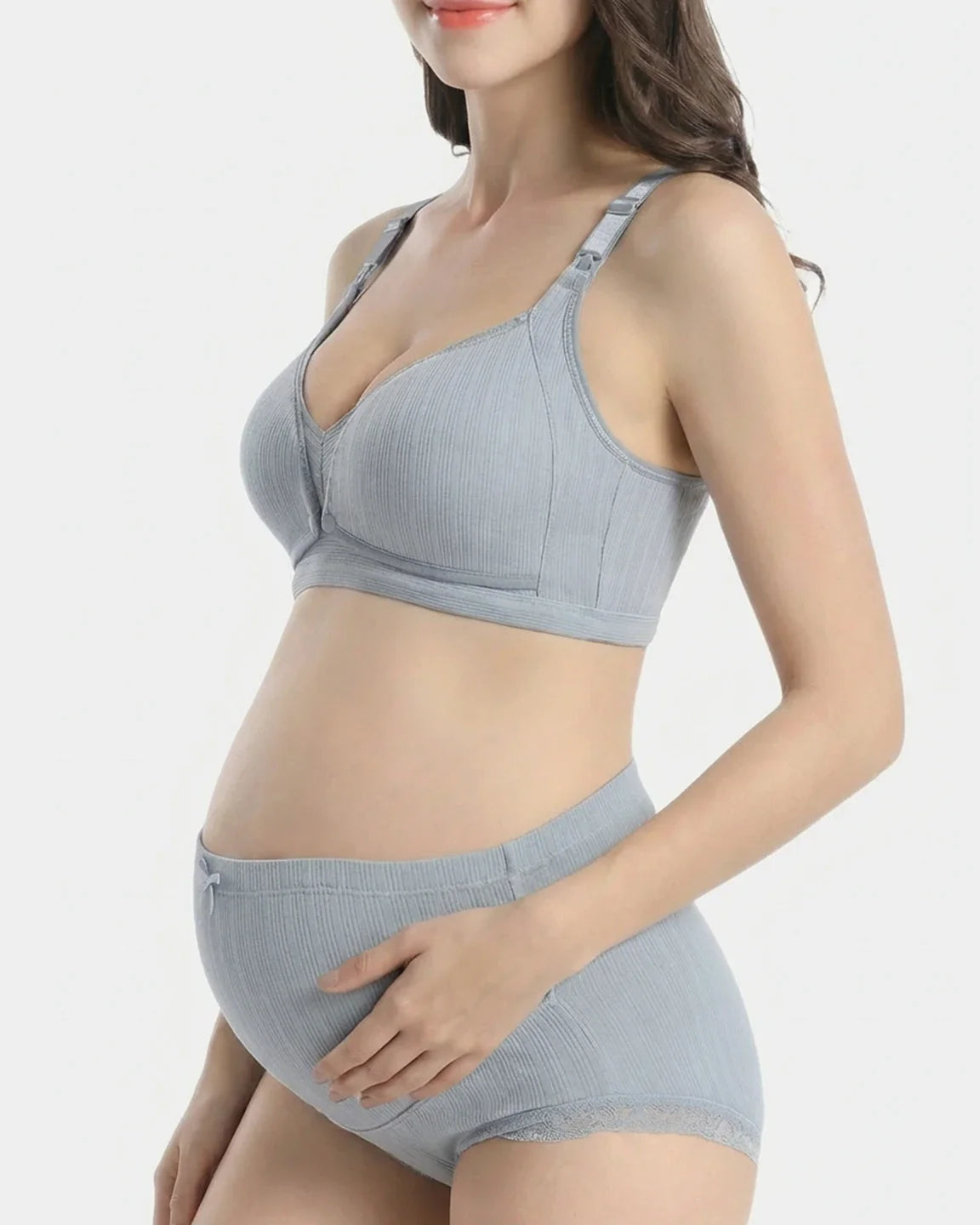 Bump Society – The Nursing Collection: Wire-Free Breathable High-Waist Maternity Nursing Bra & Panty Set