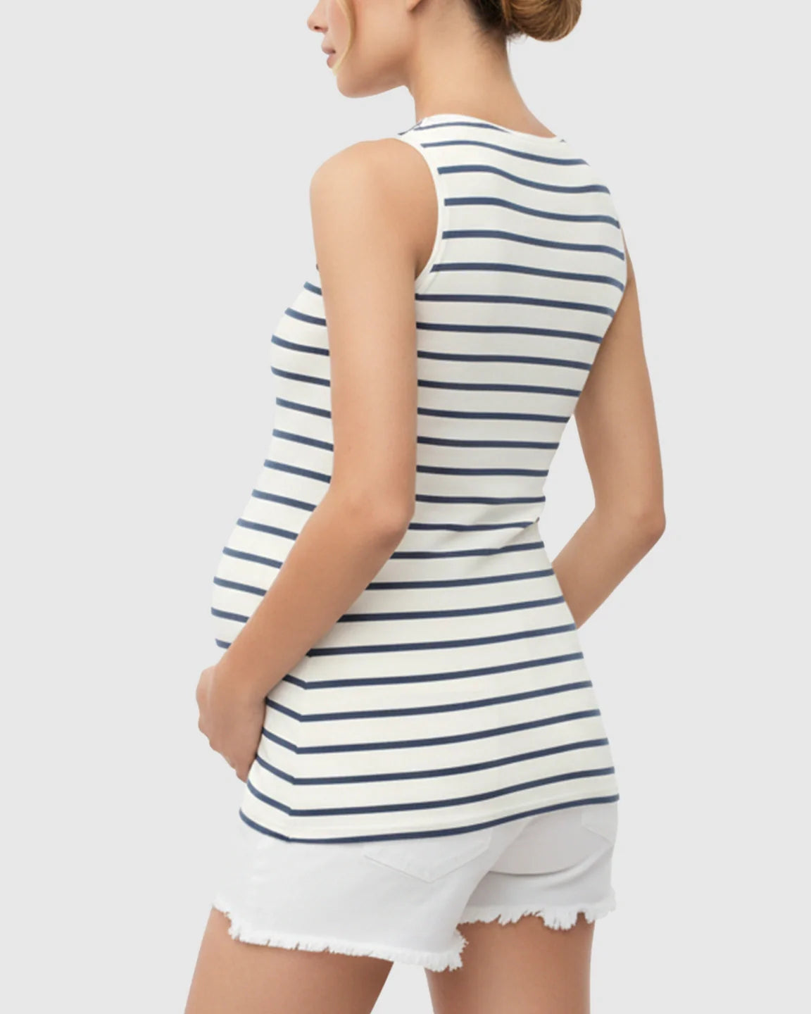 Bump Society – The Nursing Collection: Sleeveless Striped Print Maternity & Nursing Tank Top