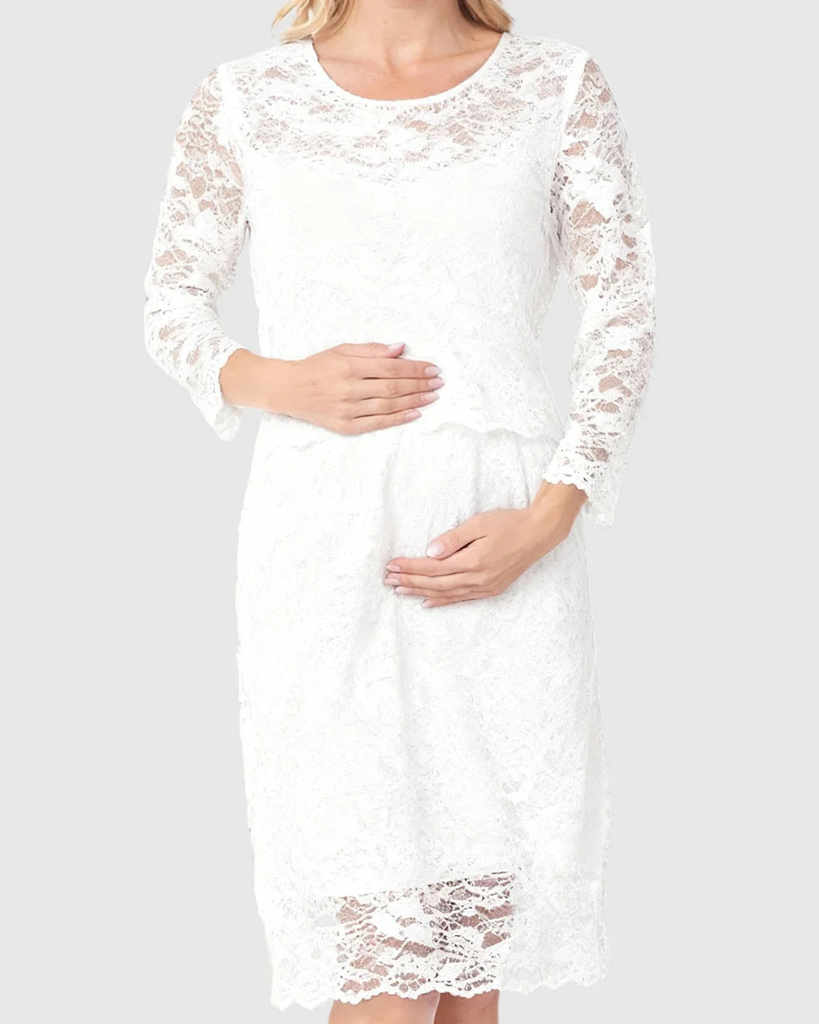 Bump Society – The Nursing Collection: Mid-length Lace Sleeves Maternity & Nursing Dress