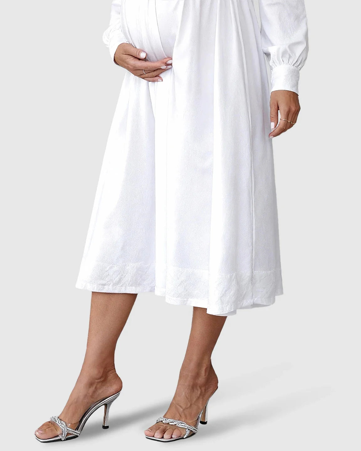 The Comfort Collection: Square Neckline Empire Waist Maternity Midi Dress