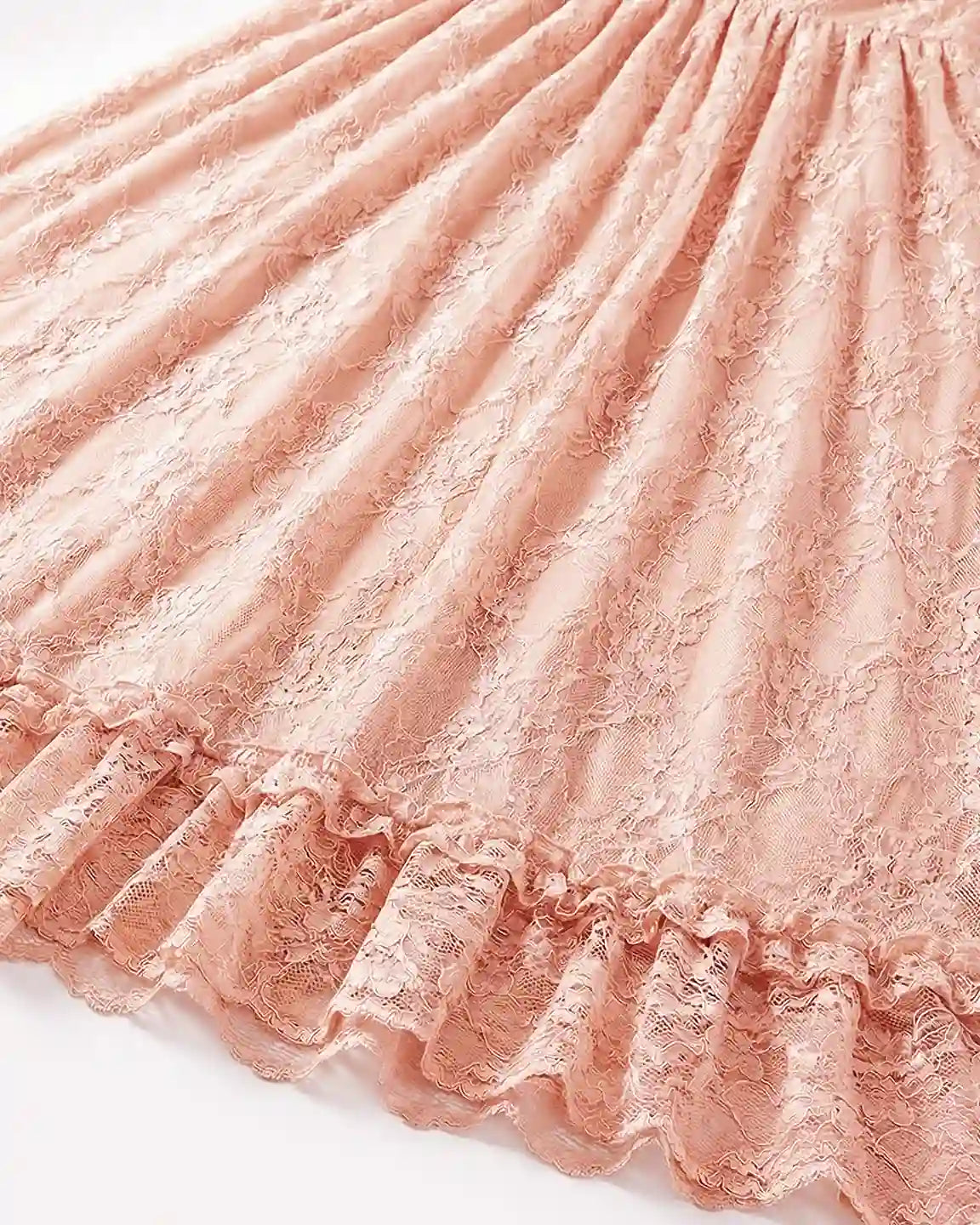 Bump Society – The Comfort Collection: Ruffled Hem Floral Lace Maternity Photoshoot Dress