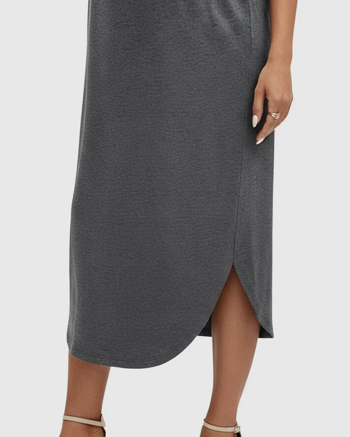 Bump Society – The Comfort Collection: Sleeveless Gathered-Waist Maternity Midi Dress