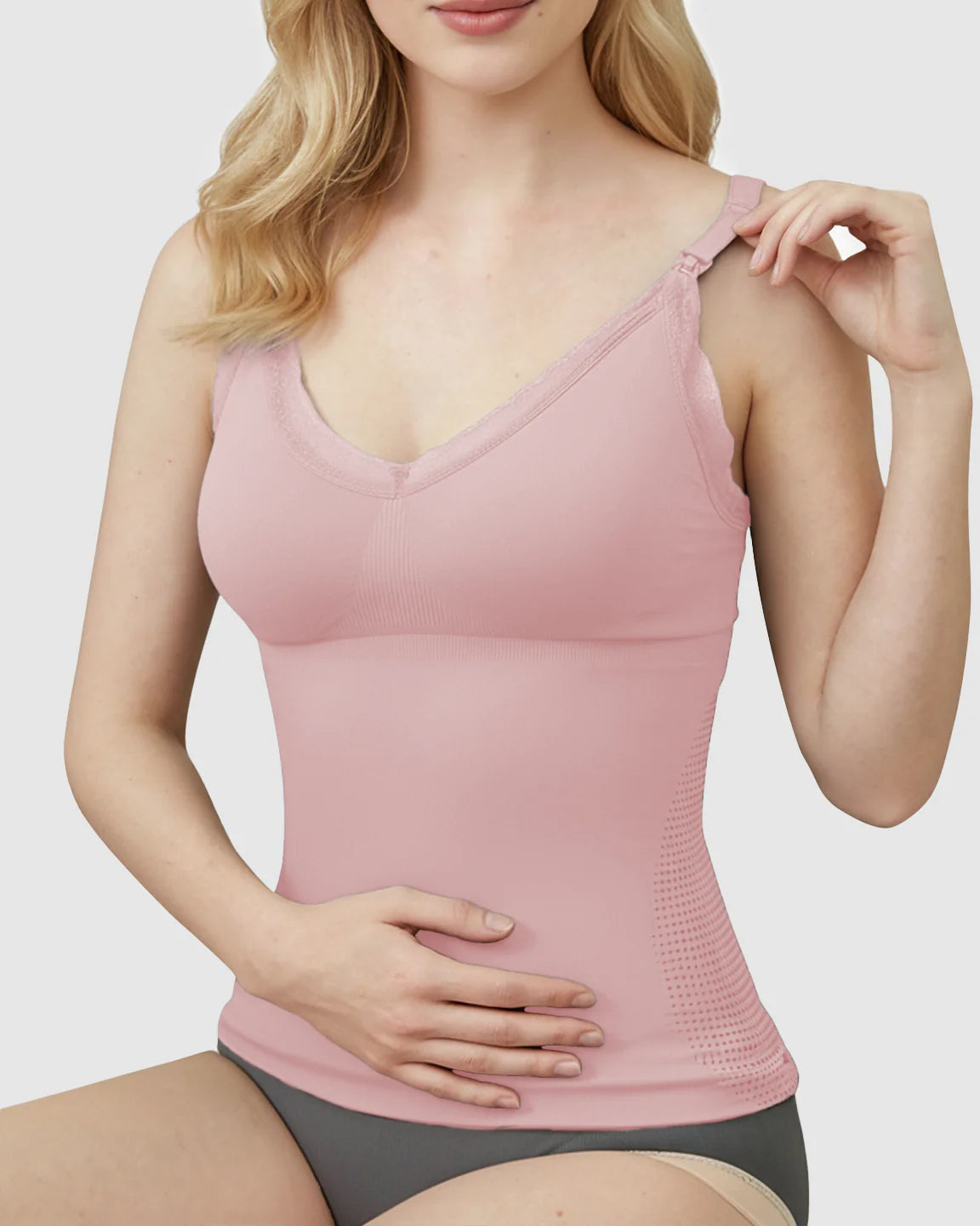 Bump Society – The Nursing Collection: Seamless Lace-Trim V-Neck Nursing Cami