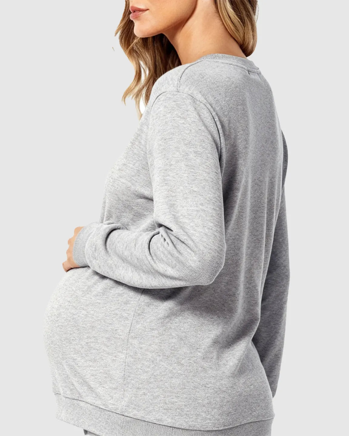 The Nursing Collection: Waffle-Knit Cozy Fit Maternity Nursing Sweatshirt