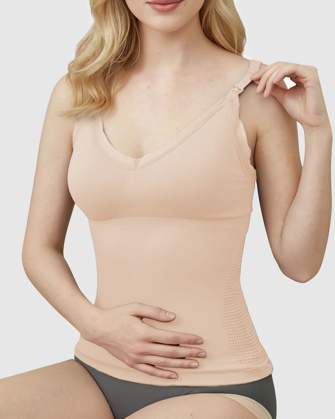 Bump Society – The Nursing Collection: Seamless Lace-Trim V-Neck Nursing Cami