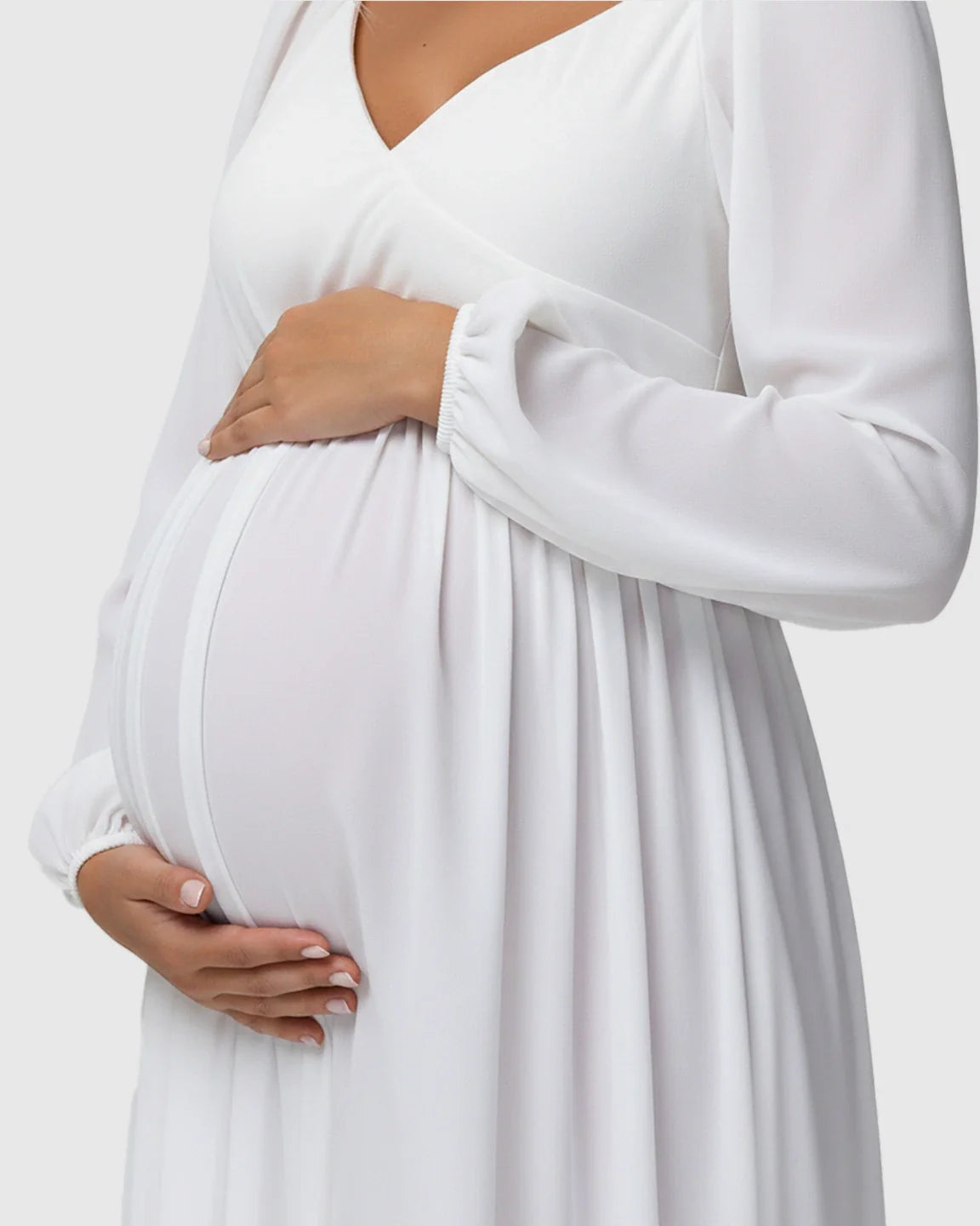 Bump Society – The Comfort Collection: Elastic Neckline Sleeves Elegant-Drape Maternity Gown