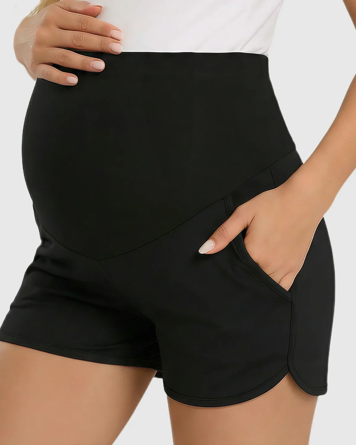 Bump Society – The Comfort Collection: Contrast Trim Sporty Maternity Shorts
