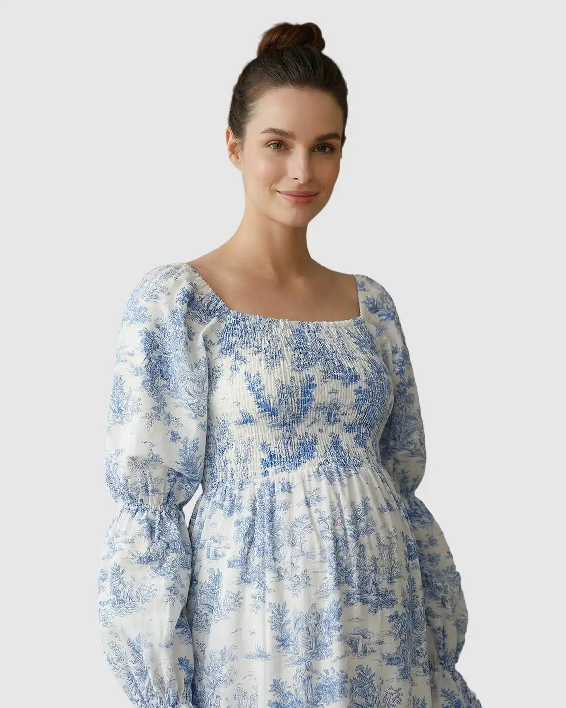 Bump Society – The Comfort Collection: Puff Sleeves Floral Tiered Maternity Maxi Dress