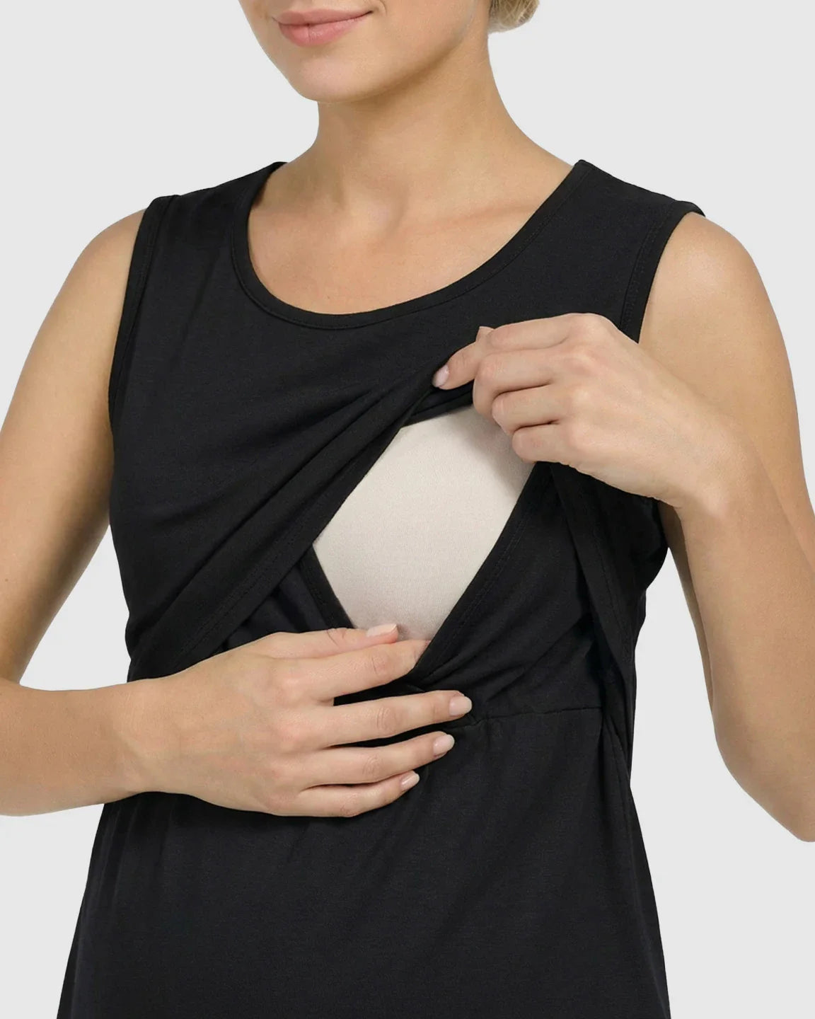 Bump Society – The Nursing Collection: Sleeveless High-Waisted Maternity & Nursing Dress