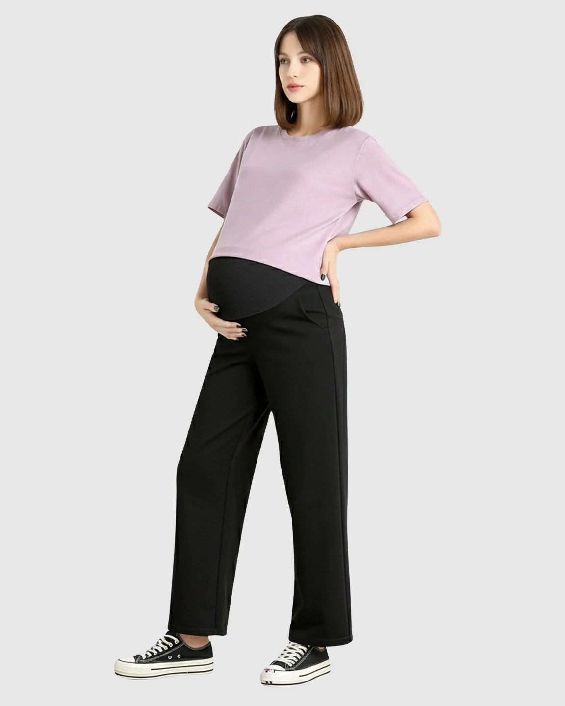 The Support Collection  Silky Wide-Leg Belly Support Maternity Pants