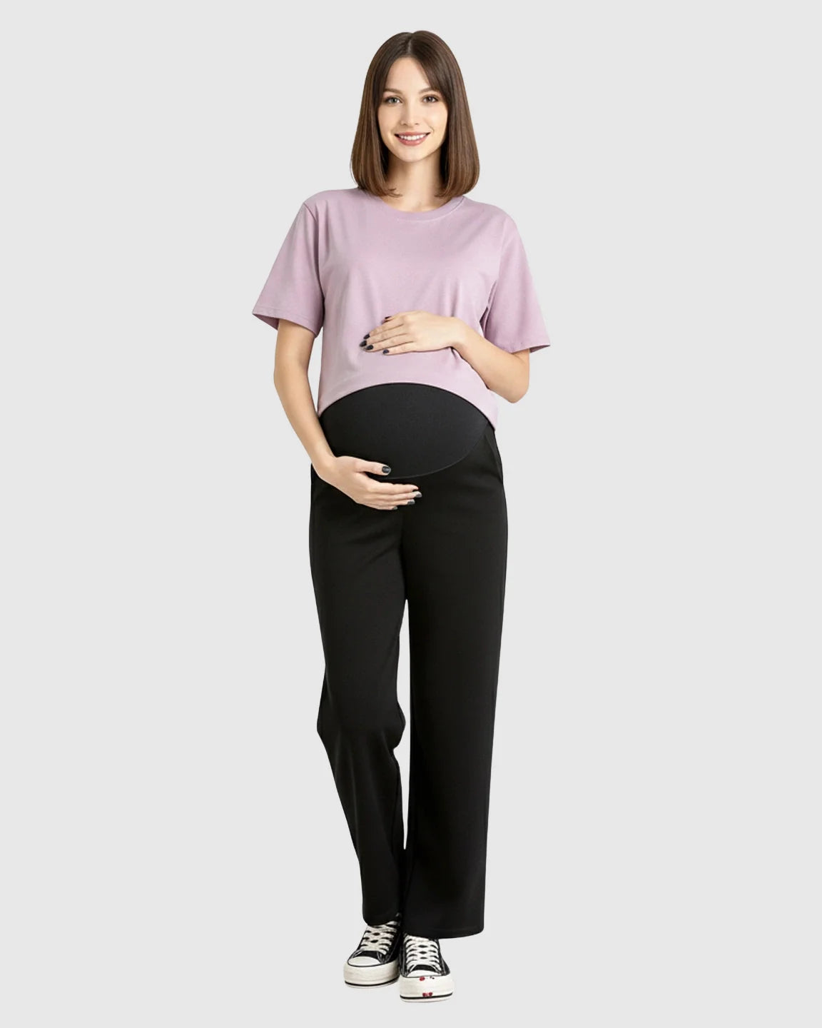 The Support Collection  Silky Wide-Leg Belly Support Maternity Pants