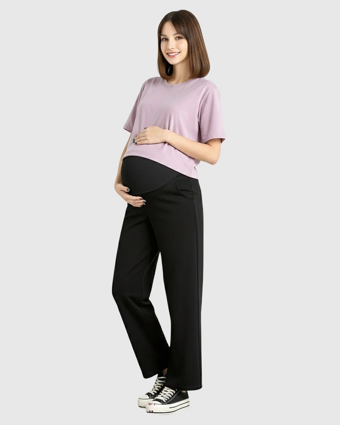 The Support Collection  Silky Wide-Leg Belly Support Maternity Pants
