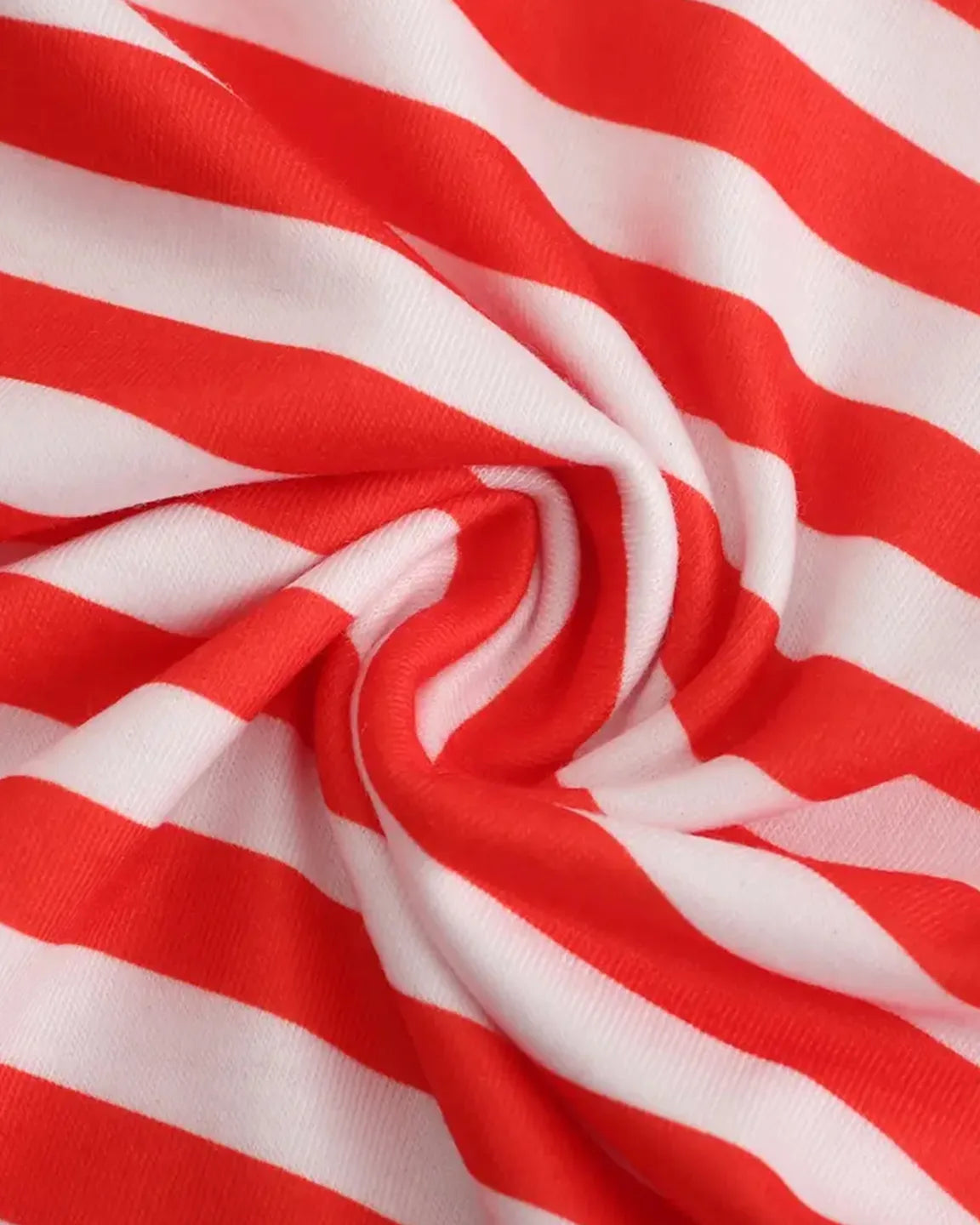 Soft, breathable red and white striped fabric, likely a comfortable maternity top.
