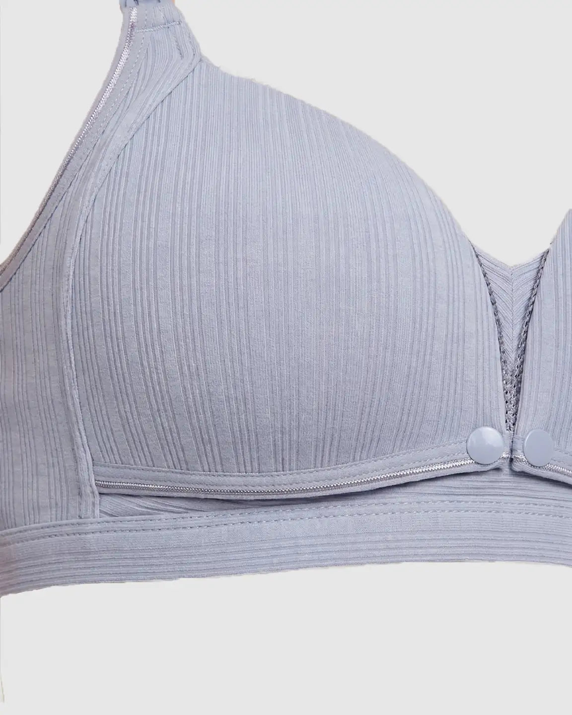 Bump Society – The Nursing Collection: Front-Open Ribbed V-Neck Nursing Bra