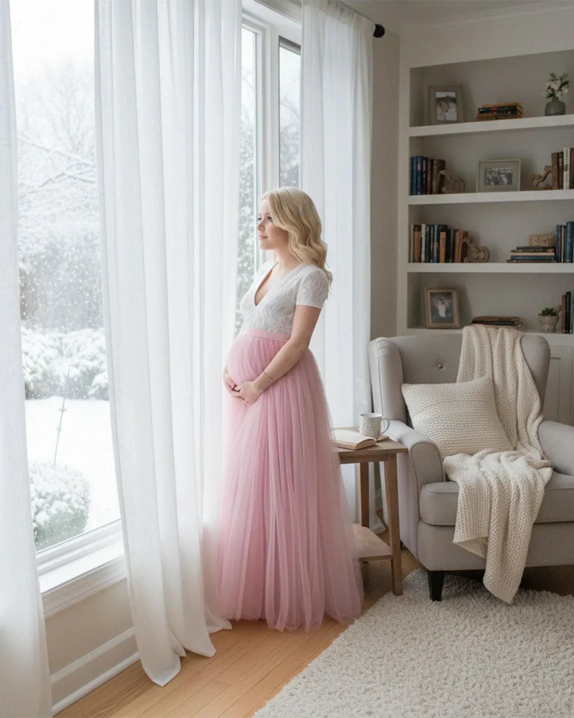 Bump Society – The Comfort Collection: Two-Piece Lace & Tulle Maternity Gown