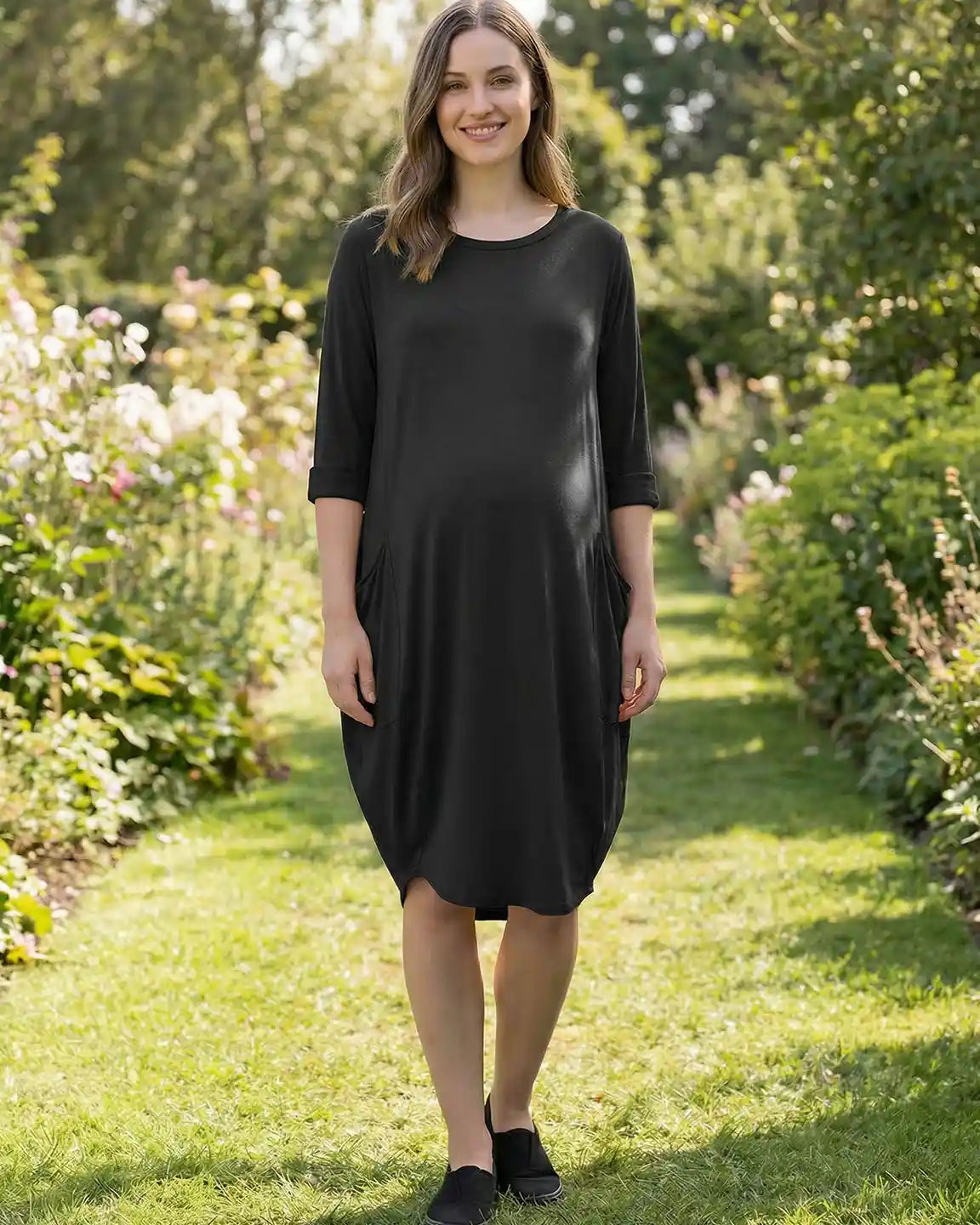 Bump Society – The Comfort Collection: Oversized Pocketed Maternity T Shirt Dress