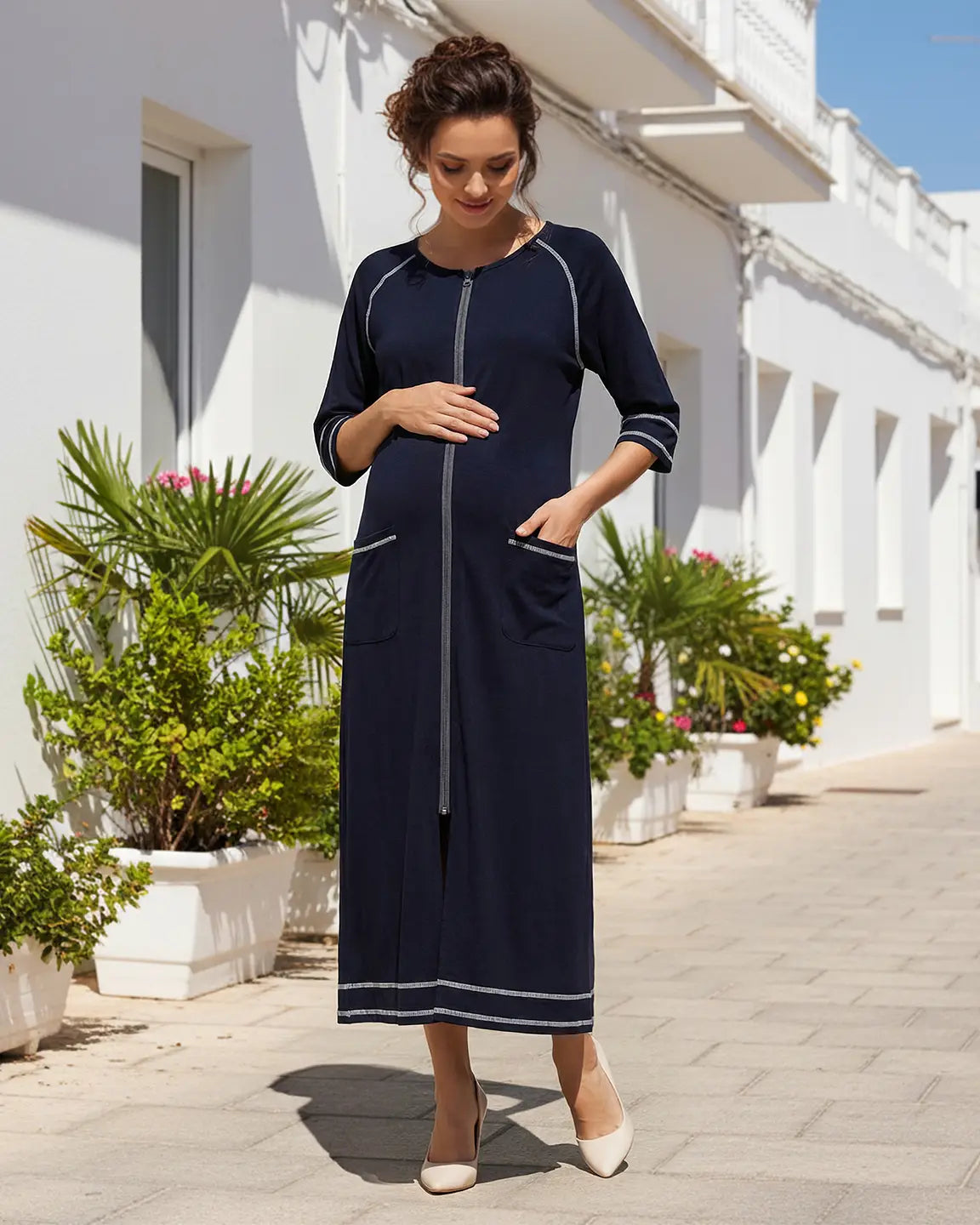 Bump Society – The Nursing Collection: Front Zipper Loose Fit Maternity Nursing Dress