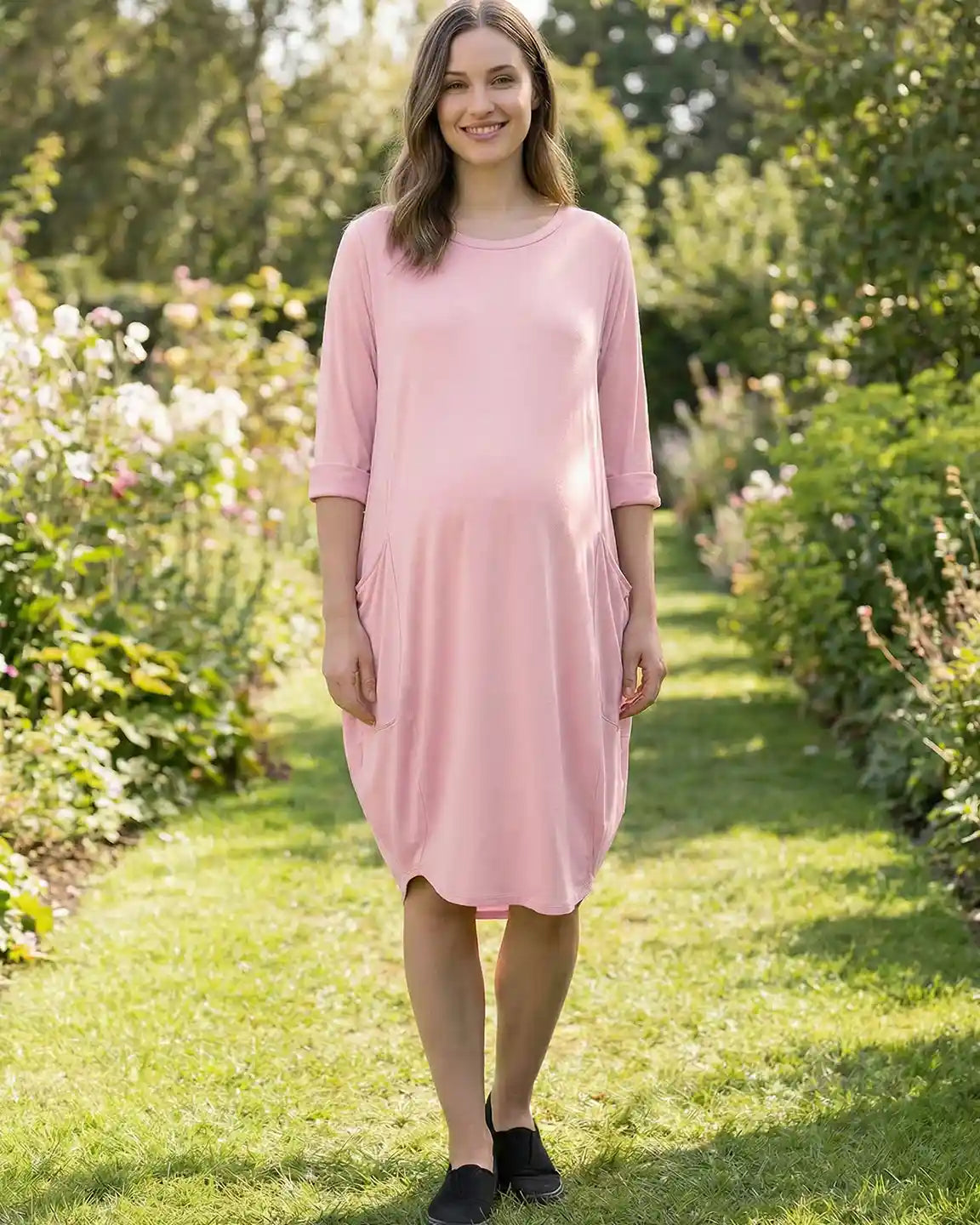 Bump Society – The Comfort Collection: Oversized Pocketed Maternity T Shirt Dress
