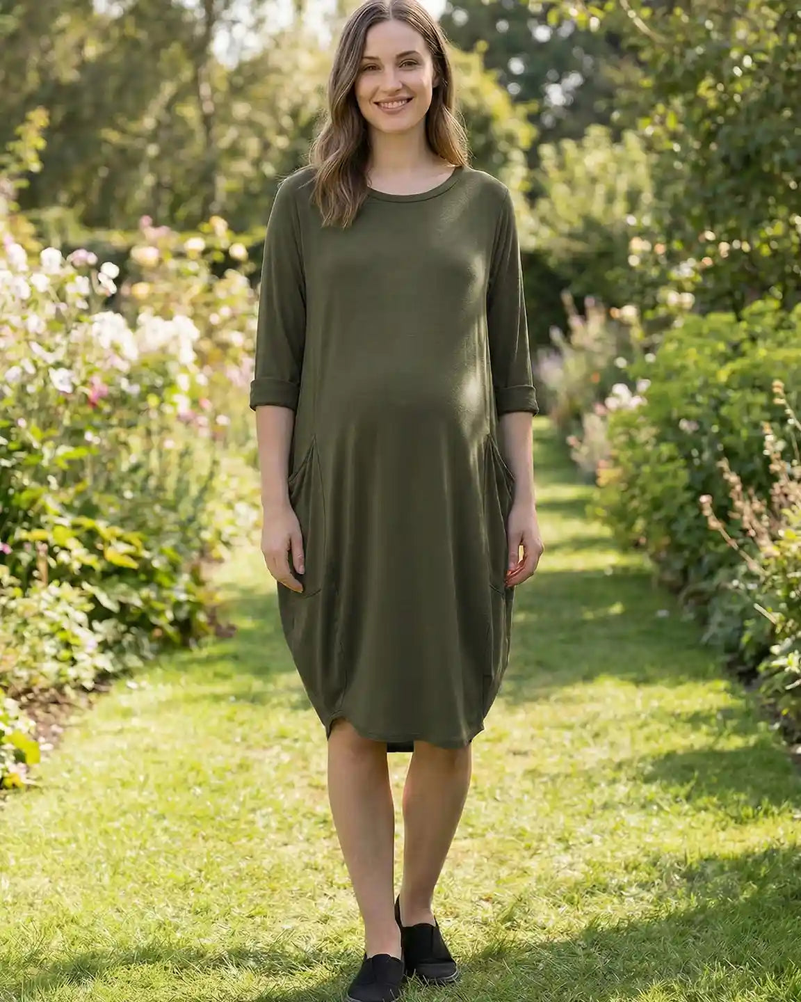 Bump Society – The Comfort Collection: Oversized Pocketed Maternity T Shirt Dress