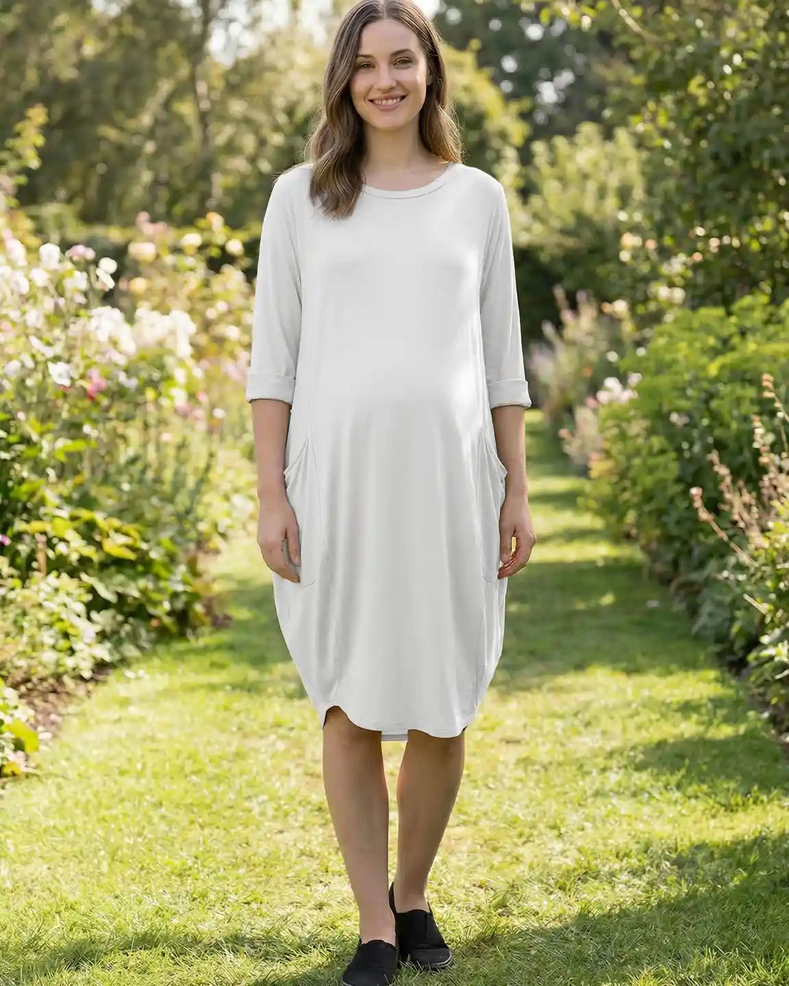 Bump Society – The Comfort Collection: Oversized Pocketed Maternity T Shirt Dress