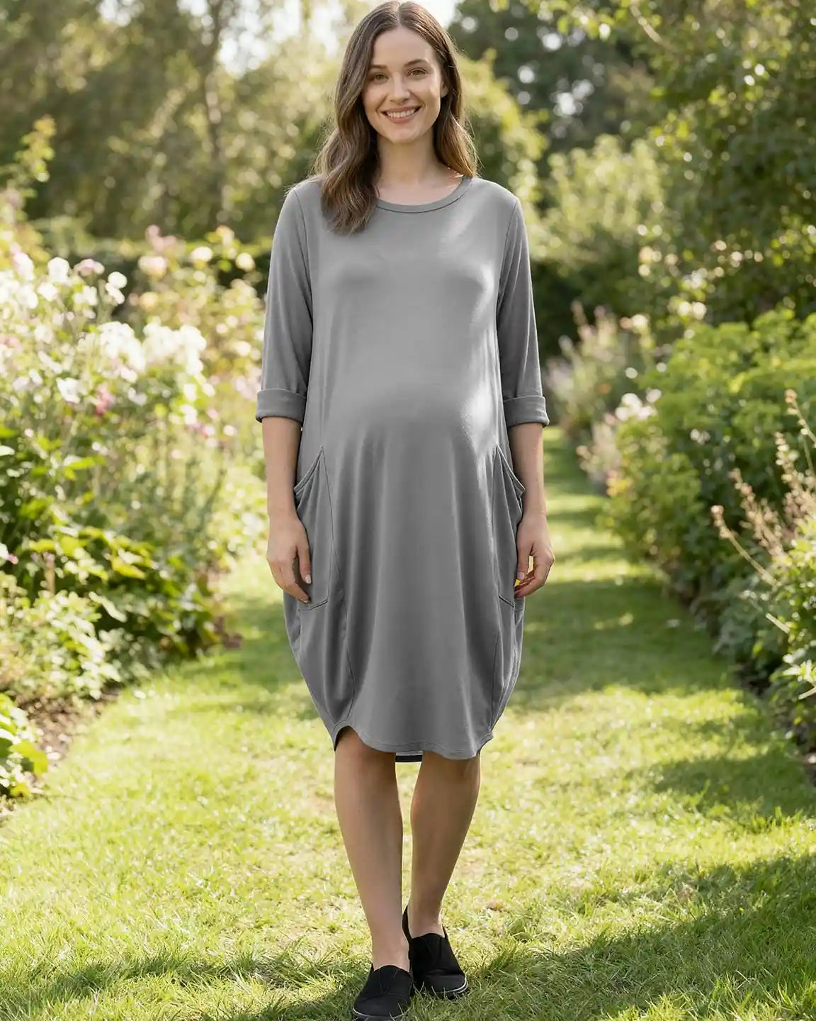 Bump Society – The Comfort Collection: Oversized Pocketed Maternity T Shirt Dress