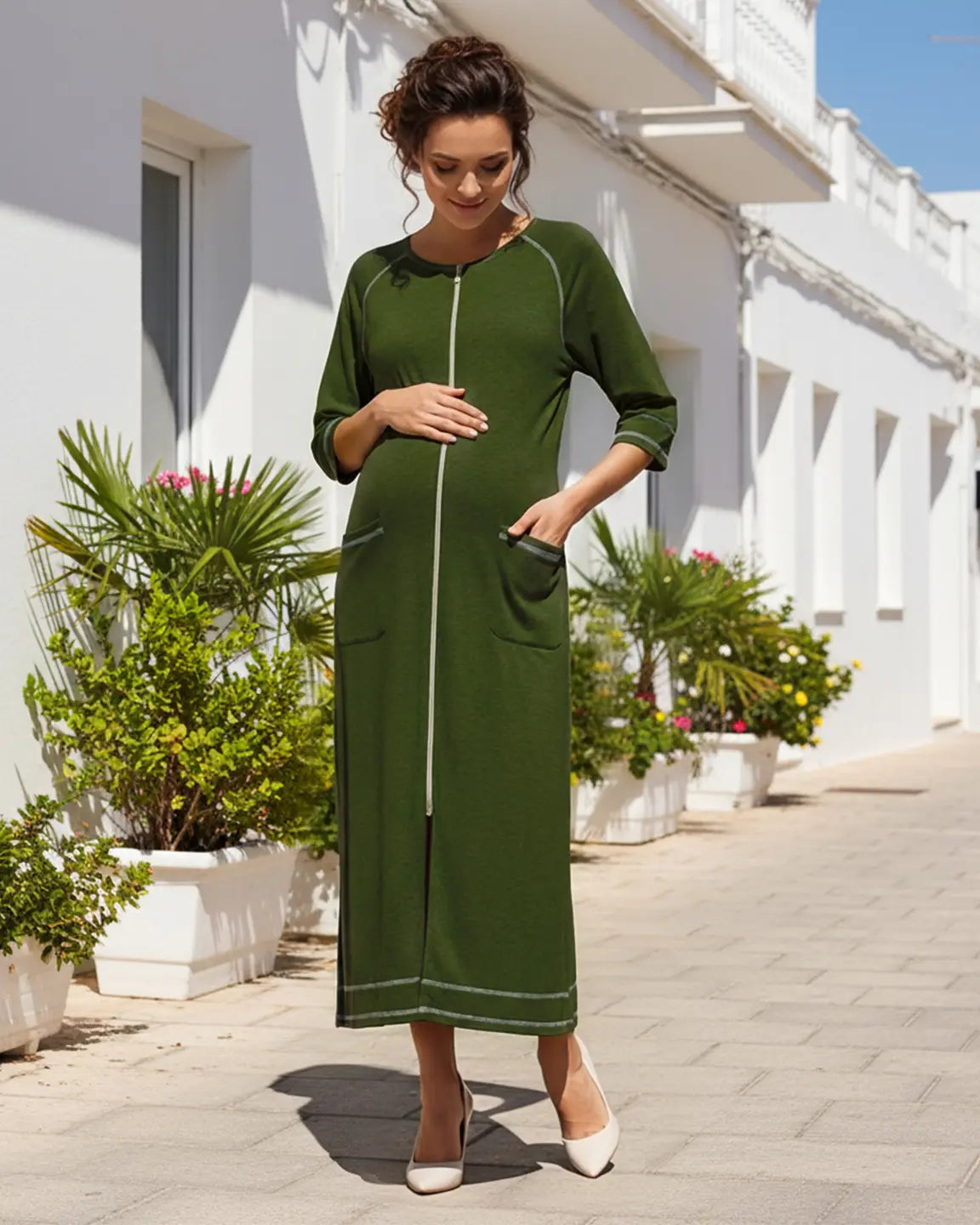Bump Society – The Nursing Collection: Front Zipper Loose Fit Maternity Nursing Dress