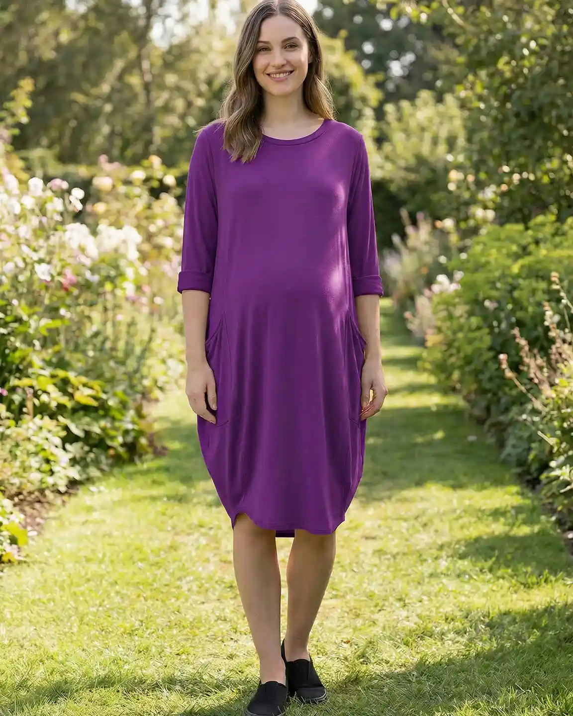 Bump Society – The Comfort Collection: Oversized Pocketed Maternity T Shirt Dress