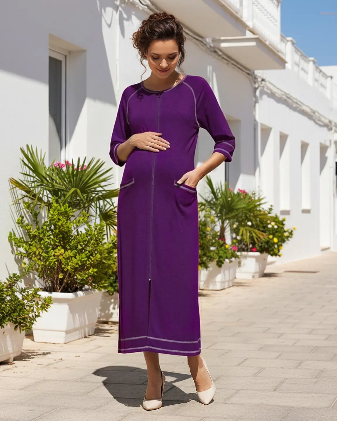 Bump Society – The Nursing Collection: Front Zipper Loose Fit Maternity Nursing Dress